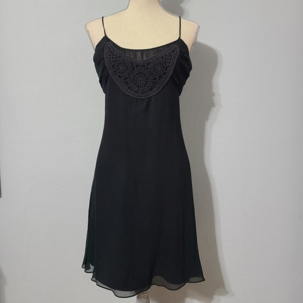NWT Vintage Y2K/90s Vibe‎ Express Black 100% Silk Spaghetti Strap Slip Dress